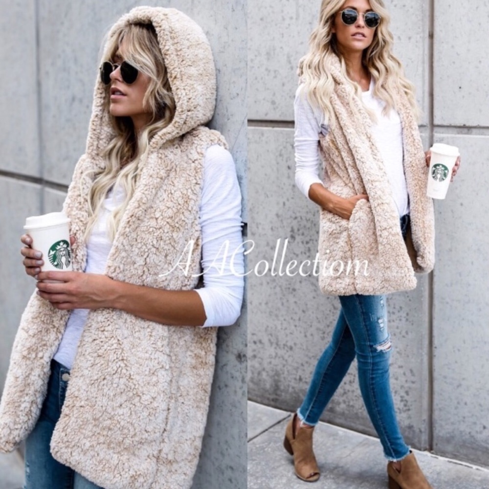 Faux Sherpa Fur Sleeveless Jacket